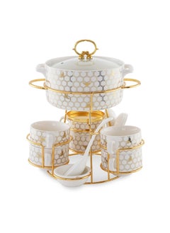 اشتري Meira 16-Piece Soup Serving Set With Stand - White في الامارات