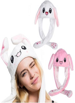 Buy Female Cute Rabbit Ear Shape Beanies Hat Can Move Airbag Magnet Cap Plush Dance Toy Velvet Women Warm Caps in Saudi Arabia