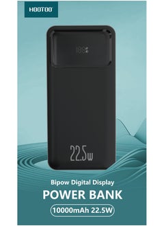 Buy 10000mAh Power bank Bipow digital display and 2-USB ports and type-C PD port supports fast charging with 22.5W-black from Hootoo in Saudi Arabia