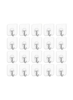 Buy 20 Pieces Each Pack Heavy Duty Adhesive Wall Hooks, Waterproof And Oil Proof Ideal For Kitchen And Bathroom, Transparent in Egypt