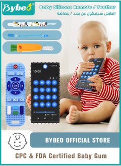 Buy 2 Pack Silicone Baby Teething Toys, Remote Control + Phone Shape Infants Chew Toy With 2 Anti-loss Chain And One Cleaning Brush in UAE