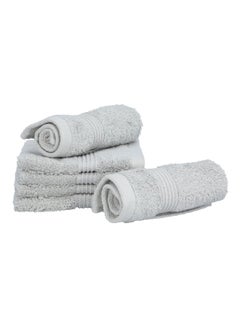 Buy 6Piece Pima Ultra Soft Highly Absorbent Cotton Towel Set Light Grey 30 x 30 cm in Saudi Arabia