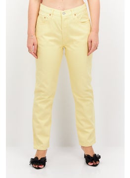 Buy Women Regular Fit Colored Stretchable Jeans, Yellow in Saudi Arabia