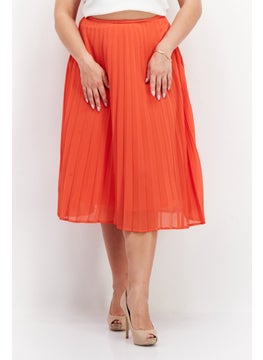 اشتري Women Pleated Midi Skirt, Red في الامارات