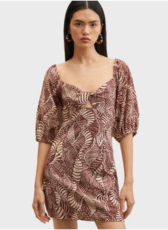 Buy Printed Puff Sleeve Dress in Saudi Arabia