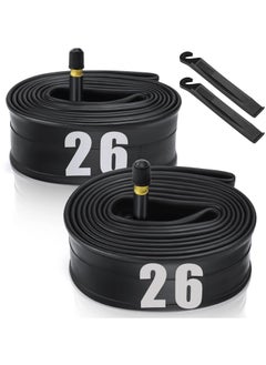 اشتري SYOSI 2 Pcs 26" Bicycle Tubes, 26x1.75-2.125 Inches Bicycle Tube with 2 Tire Levers Butyl Rubber Bike Inner Tube with 32mm Schrader Valve for Road/MTB/Kids Bike في الامارات