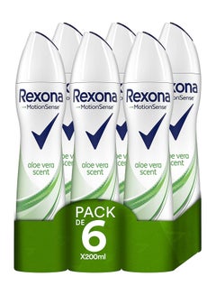 Buy Rexona Aloe Vera Antiperspirant Deodorant Spray for Women 200 ml - Pack of 6 in UAE