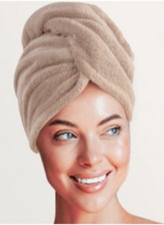 Buy 2Pieces Drying hair set, Wrap bonnet+ hair tie Anti-tangle, Beige in Egypt