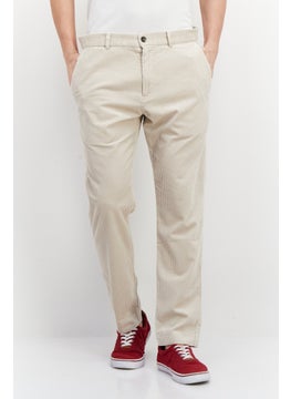 Buy Men Slim Fit Textured Corduroy Pant, Sand in UAE