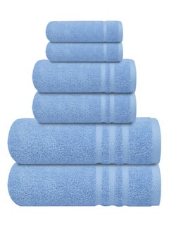 Buy Premium Blue Bath Towel Set - 100% Turkish Cotton 2 Bath Towels, 2 Hand Towels, 2 Washcloths - Soft, Absorbent, Durable – Quick Dry - Perfect for Daily Use by Infinitee Xclusives in UAE