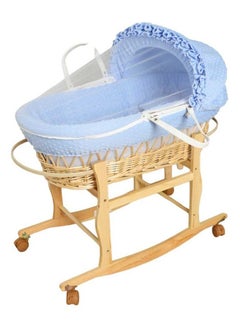 Buy 2 in 1 Infant Wicker Moses Basket Waffle Bedding Cot and  Rocking Stand with Wheels For Newborn in Saudi Arabia