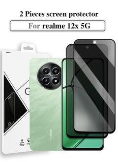 Buy 2 PCS Full Cover Glass Screen Protector for realme 12x 5G Black/Transparent Anti Spy Screen Protector Glass Film and Screen Protector Accessories in Saudi Arabia