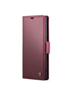 Buy Flip Wallet Case For Samsung Galaxy Note 10Plus [RFID Blocking] PU Leather Wallet Flip Folio Case with Card Holder Kickstand Shockproof Phone Cover (Red) in Egypt