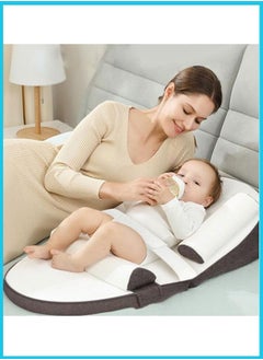 Buy Baby Lounger Sleeping Nest With Anti Reflux Pillow, 0-30° Height Adjustable, Khaki in Saudi Arabia