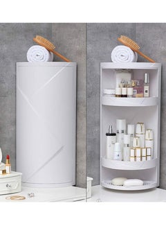 Buy Kitchen Bathroom Corner Cabinet 360 Rotating Cover / Multipurpose Storage Shelf Rack Cabinet (3 Layers 90 Degree) in UAE