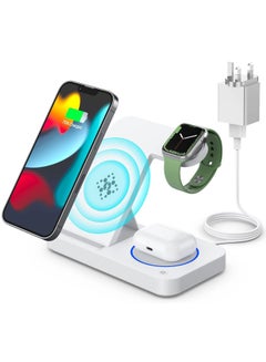 اشتري Wireless Charger,4 in 1 Wireless Charging Station,15W Fast Wireless Charging Stand for Phones iWatch Series في السعودية