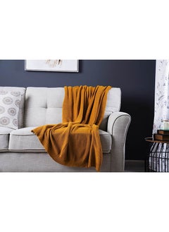 اشتري Lauren Knit Throw 130X170Cm - Ochre في الامارات