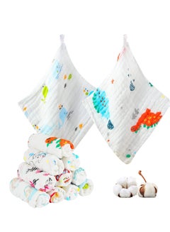 اشتري Muslin Washcloths Baby Small 6 Layer Newborn Face Towel  Soft Cotton Burp Cloth Natural for Girls Boys Wipes for Sensitive Skin Baby Registry as Shower Gift Random Pattern 10 Pack في السعودية