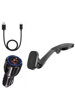 Buy Car Holder metal Magnetic mobile base for car With car charger and Type-C cable in Saudi Arabia