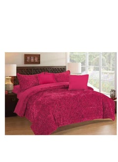 Buy New Season Special Production comforters set velvet Satin Fabric Fiber Filled Duvet Bedspread 6pcs Set-Red in UAE