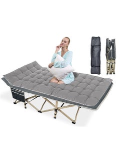 Buy Portable Camping Cot, Sleeping Cot for Adult, 190*71cm Extra Wide Heavy Duty Folding Cot Max Load 600LBS with Thick Mattress and Carry Bag, Portable Camping Bed for Outdoor Camping and Office in UAE