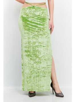 اشتري Women Velvet Strap Detail Maxi Skirts, Green في الامارات