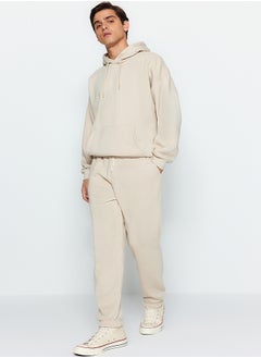 Buy Stone Oversize/Wide Cut Basic Cotton Tracksuit Set with Elastic Legs and Fleece Inside TMNAW24EM00002 in Egypt