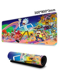 Buy Large Mouse Pad Extended Gaming Non-Slip Rubber Base Office Desk Keyboard Mouse Pads (300 * 800 * 3mm）Rick and Morty in UAE