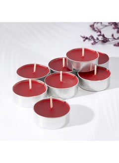 اشتري Hue Black Cherry Tea Light Candle, Red - Set of 50 في الامارات