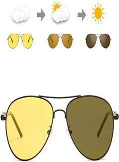 اشتري Night Driving Glasses, Polarized Aviator Sunglasses for Men Women Lightweight Driving Outdoor 100% UV 400 Protection Driving Polarized HD Night Vision Driving Anti-Glare Glasses (Black Lens Frame) في الامارات