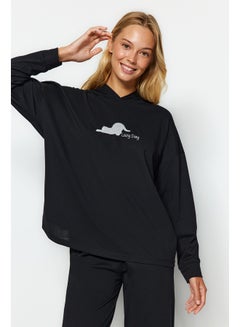 اشتري Black Cat Printed Sweatshirt-Pants and Knitted Pajamas Set THMAW24PT00044 في مصر