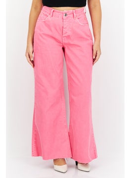 اشتري Women Petite Plain Non-Stretchable Jeans, Pink في الامارات