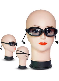 اشتري 96-UV Shield Anti-Fog Swim Goggles with Connected Earplugs & Box for Adults, Black في مصر