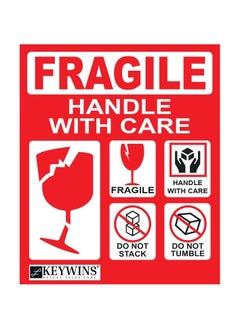 Buy 25-Piece  Handle With Care , Do not stack ,Do not tumble , Great for Safe Shipping Packing of Goods with Clear Large Font Text and Strong Adhesive Backside, Labels Fragile Warning Stickers  Red 12 x 10cm in UAE