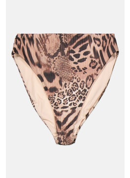 اشتري Women Petite Leopard Print Bikini Bottom, Brown/Black في الامارات