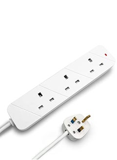 اشتري 3 meter Power Extension Cord with 3 Power Sockets, 3 Meter Power Strip, Extension Lead - White 3m في السعودية