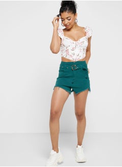 Buy Belted Denim Shorts in UAE