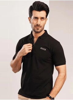 Buy Mendeez Mens Black Zipper Polo T-Shirt in UAE