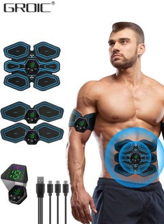Buy ABS Stimulator,EMS Muscle Stimulator,Abdominal Toning Belt,ABS Training Waist Trimmer Belt Wireless Ab Trainer Fitness Equipment, Ab Sport Exercise Belt with USB Rechargeable in UAE