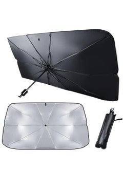 Buy VIO Foldable Car Sun Visor, Car Windshield Sun Shade Umbrella, Car UV Sunshade Umbrella, Car Windshield Block Cover with Leather Cover, Suitable for Most Cars 130 * 74 cm (Large) in UAE