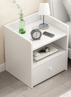 Buy Nightstand Bedside End Table Storage Cabinet with Drawer for Bedroom Living Room (Warm White) in Saudi Arabia