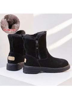 Buy Dadong womens snow boots 2023 new all-match short winter fleece-lined thick warm northeast cotton-padded shoes Martin bootsBlack Black in UAE