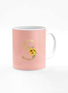 Buy Stylizedd Designer Printed Coffee Mug 11oz Ceramic Personalised Gift Mugs Cup -Custom Monogram Initial Letter Floral Pattern Alphabet - S ( Hot Pink ) in UAE