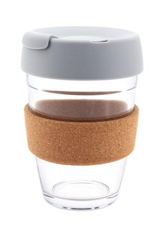 Buy Reusable Coffee Cup Glass Travel Mug With Grey Lid in UAE