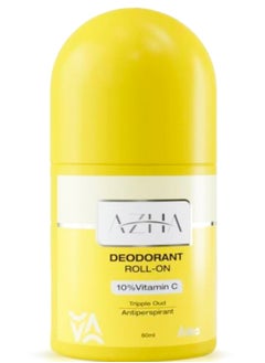 Buy Azha Deodorant Roll On 10% Vitamin C Triple Oud (Yellow) - 60 Ml in Egypt