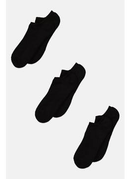 اشتري Men 3 Pairs Textured Ankle Socks, Black في السعودية