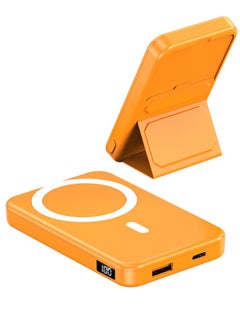 Buy 10000 mAh Foldable Magnetic Wireless Power Bank Portable Charger 22.5W Orange in Saudi Arabia