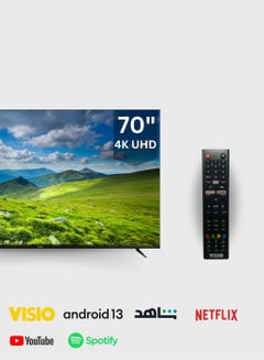 Buy VISIO 70 Inch Frameless 4K Smart Android 13 TV with Built-in Satellite Receiver. in Saudi Arabia