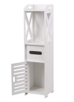 Buy Small Bathroom Storage Corner Floor Cabinet with Doors and Shelves Thin Toilet Vanity Cabinet Narrow Bath Sink Organizer Towel Storage Shelf For Paper Holder White in UAE