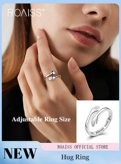 اشتري Adjustable Hug Ring Minimalist Modern Design Stylish and Trendy Couple's Matching Ring Unisex Design Adjustable Opening for Comfortable Fit Perfect Gift Idea في الامارات